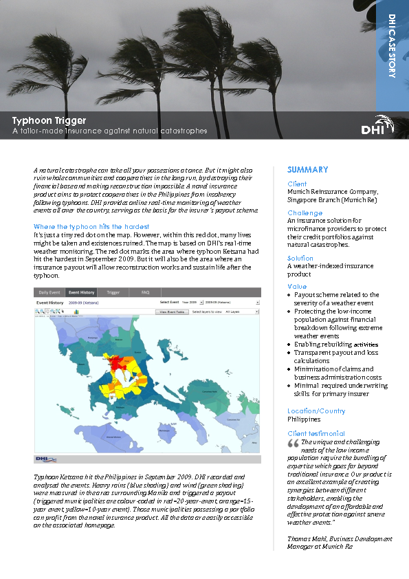 Typhoon Trigger: A tailor-made insurance against natural catastrophes