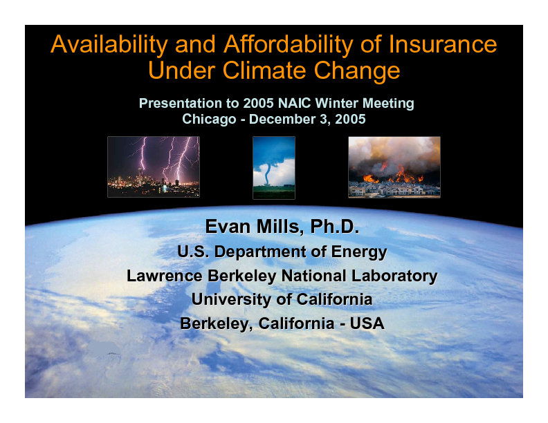 Availability and Affordability of Insurance Under Climate Change