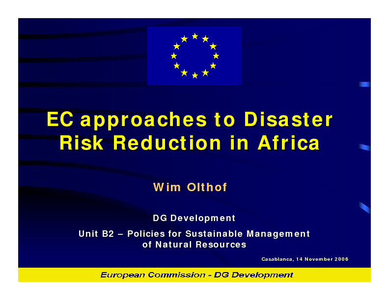 EC approaches to Disaster Risk Reduction in Africa