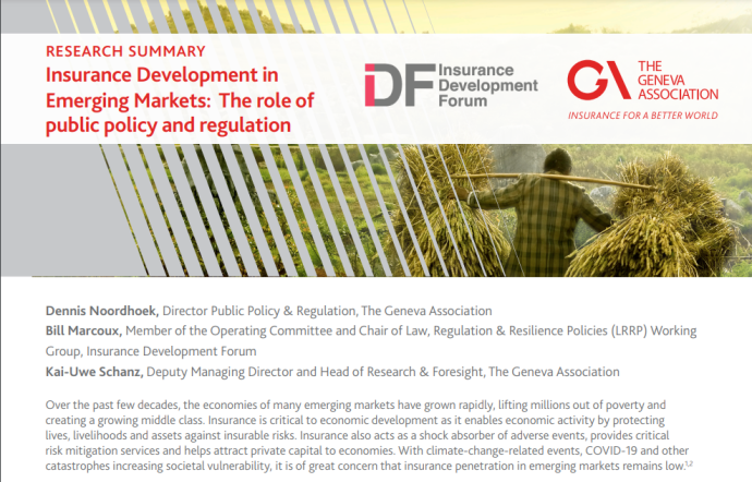 Insurance Development in Emerging Markets: The Role of Public Policy and Regulation